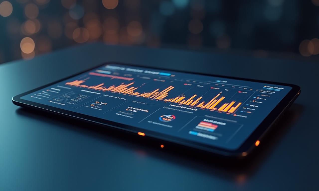 Modern interactive business dashboard interface on a professional screen